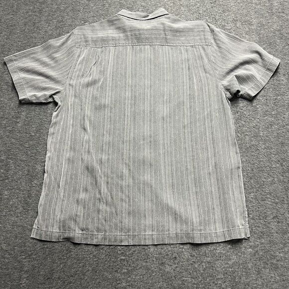 Tommy Bahama Silk Shirt Mens Large Gray Short Sleeve Button Down Casual Hawaiian - Picture 6 of 9